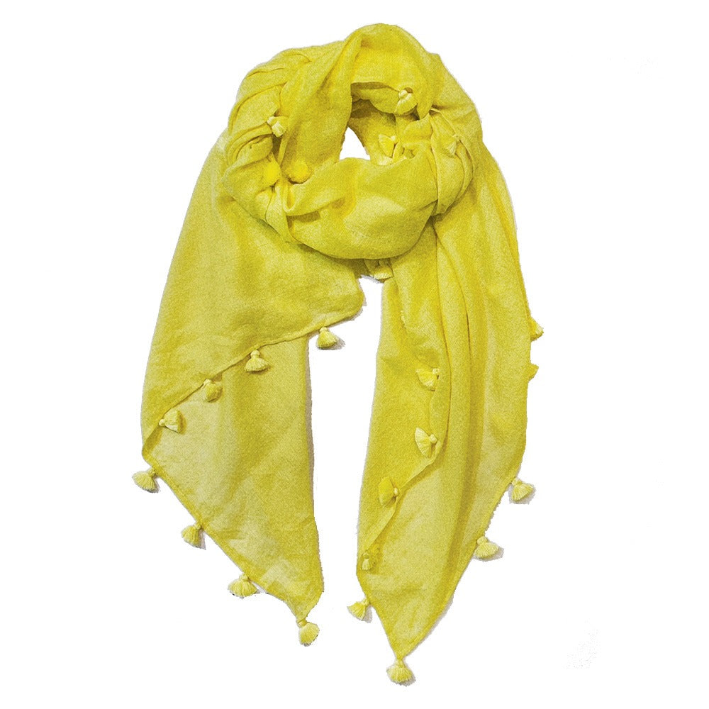 Cashmere Scarf Lemon Scarf Lemon Pom Pom Cashmere