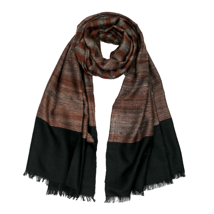 Ikat Cashmere Pashmina Stole - Brown & Black