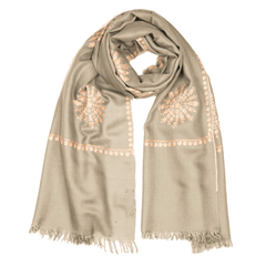 Embroidered Pashmina Stole - Stormy Sea Grey