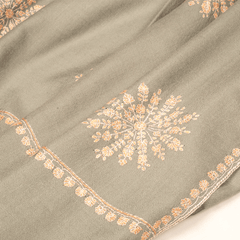 Embroidered Pashmina Stole - Stormy Sea Grey