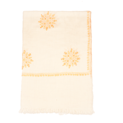 Embroidered Pashmina Stole - White & Salmon