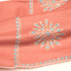 Embroidered Pashmina Stole - Dusty Rose & Light Blue