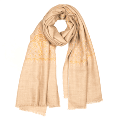 Embroidered Pashmina Stole - Natural