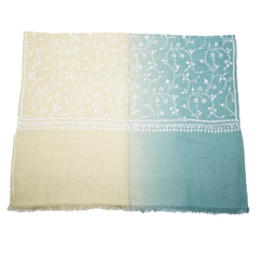 Embroidered Pashmina Shawl - Duo Light Sage & Wrought Iron