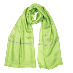Embroidered Pashmina Stole - Grass Green