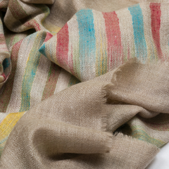 Ikat Cashmere Pashmina Stole - Natural & Red/Blue