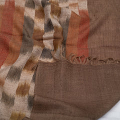 Ikat Cashmere Pashmina Stole - Brown Burgundy