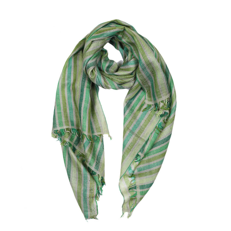 Ikat Cashmere Pashmina Stole - Green Fern