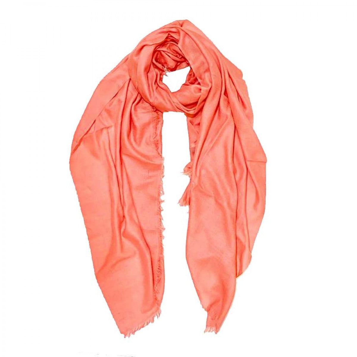 Plain Pashmina Shawl - Fusion Coral