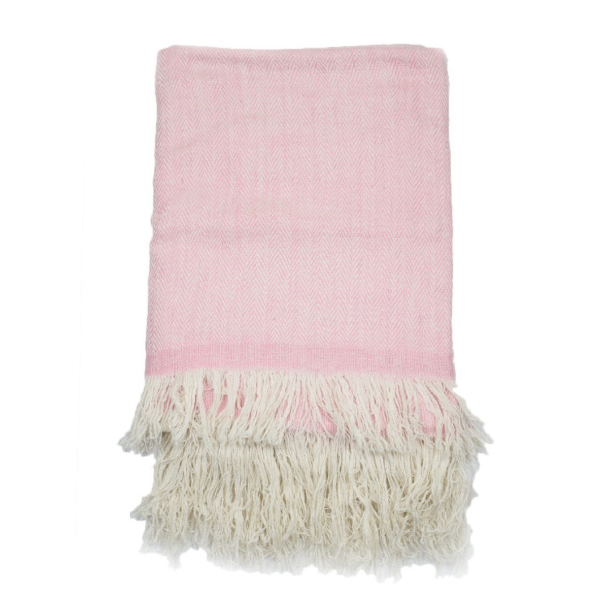 Baby Pink Herringbone Cashmere Blanket (Made to Order)