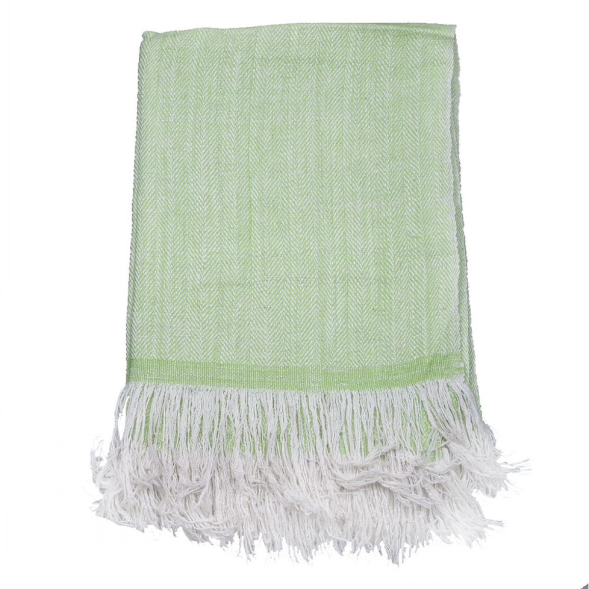 Apple Green Herringbone Cashmere Blanket  (Made to Order)