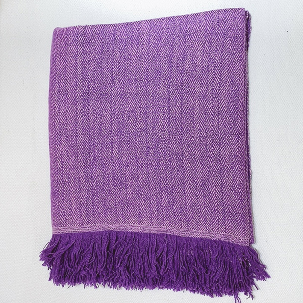 Purple Herringbone Cashmere Blanket  (Made to Order)