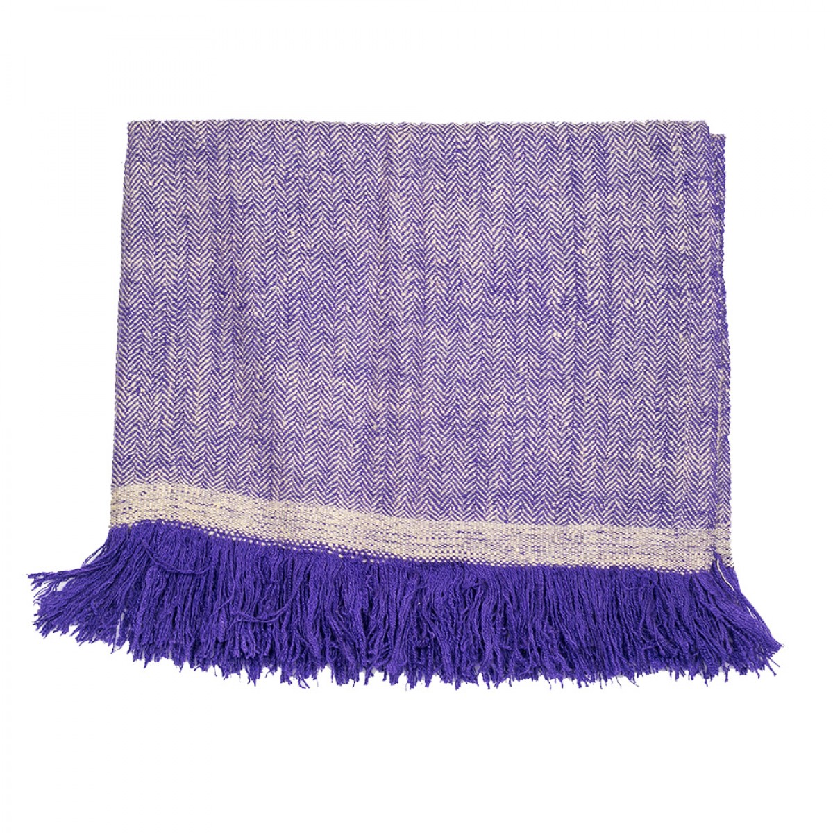 Blue Herringbone Weave Baby Cashmere Blanket (Made to Order)