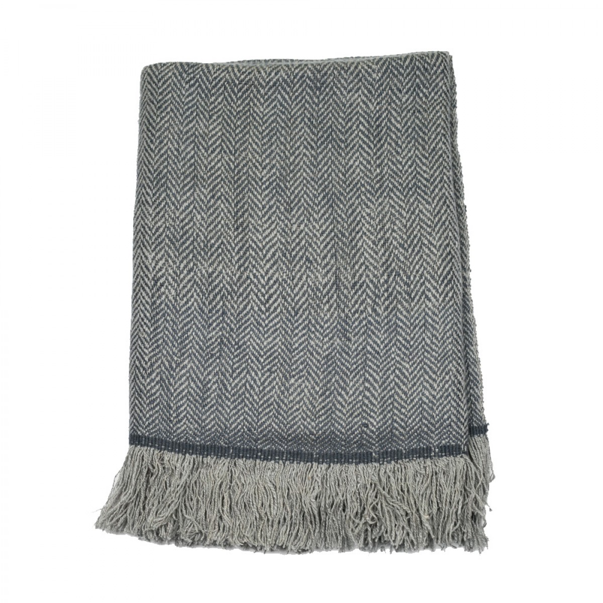 Grey Herringbone Weave Cashmere Blanket (Made to Order)