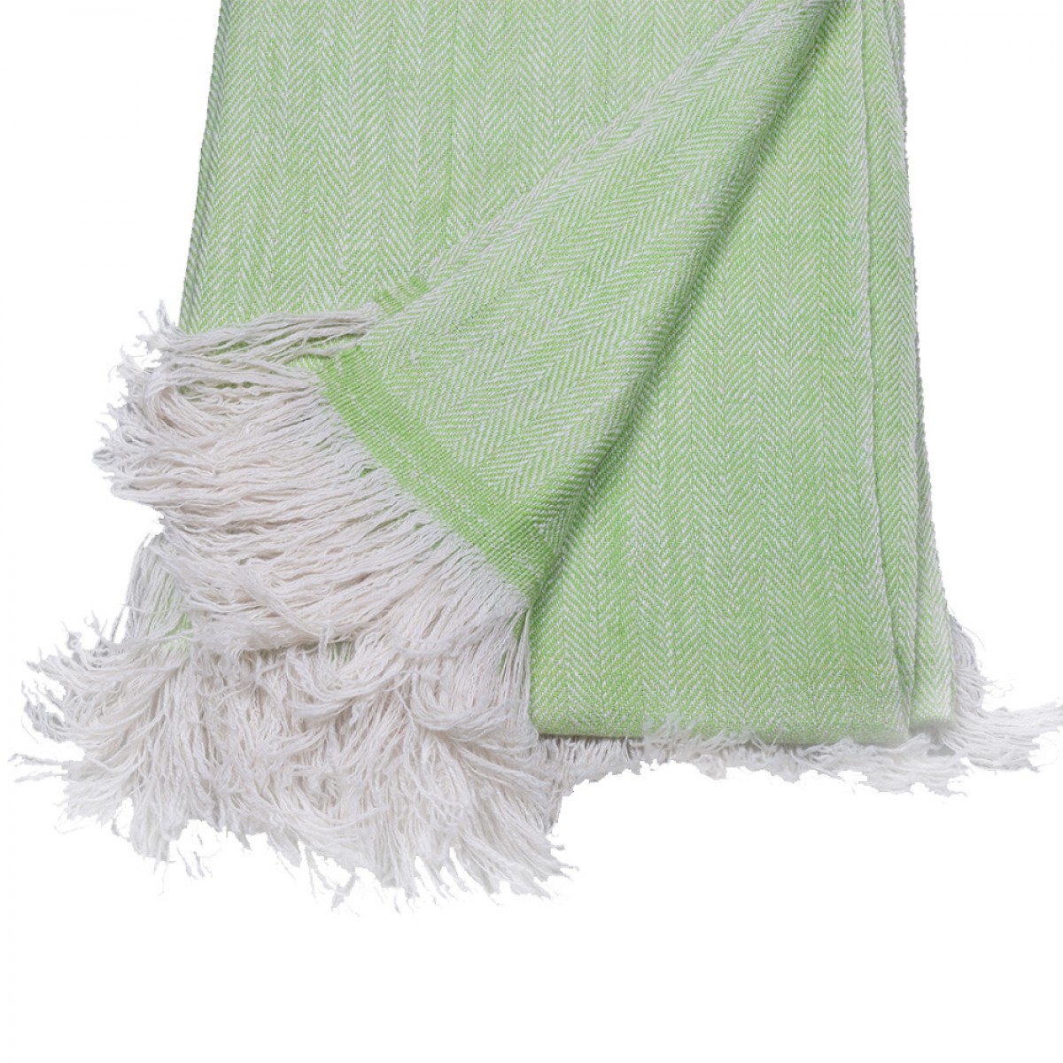 Apple Green Herringbone Weave Cashmere Blanket  (Made to Order)