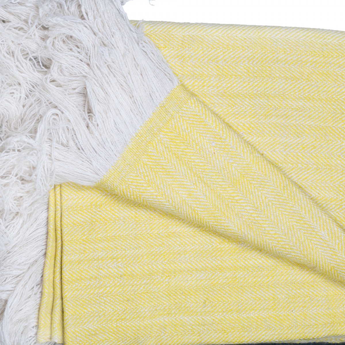 Lemon Yellow Herringbone Cashmere Blanket (Made to Order)