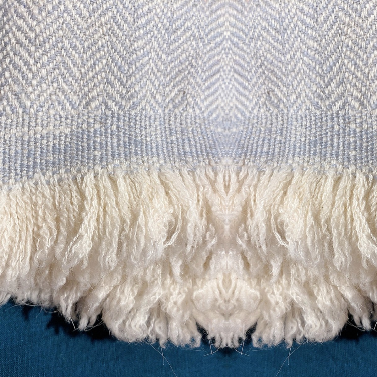 Blue Grey Herringbone Weave Baby Cashmere Blanket (Made to Order)