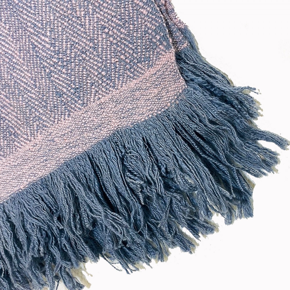 Light Grey & Pink Herringbone Weave Cashmere Blanket  (Made to Order)