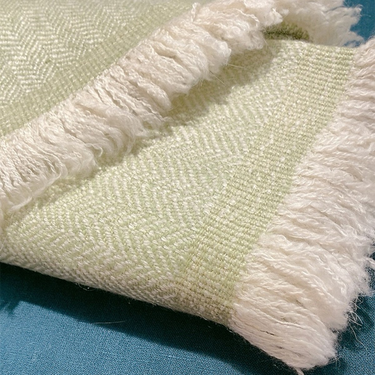 Light Green Herringbone Baby Cashmere Blanket  (Made to Order)