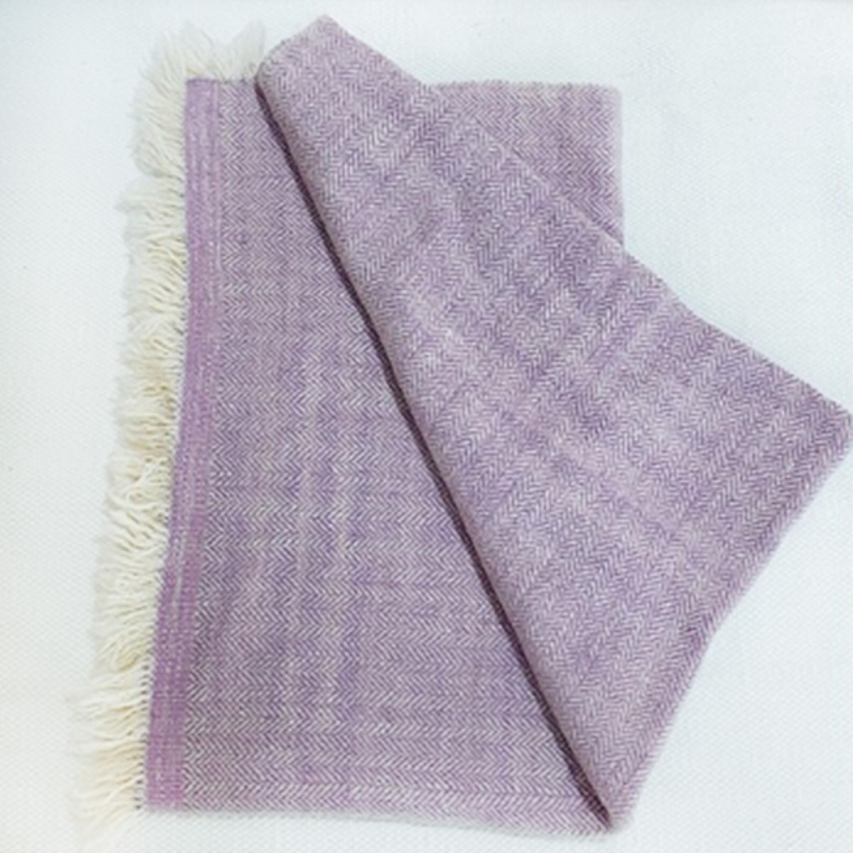 Lilac Herringbone Weave Baby Cashmere Blanket  ( Made to Order )