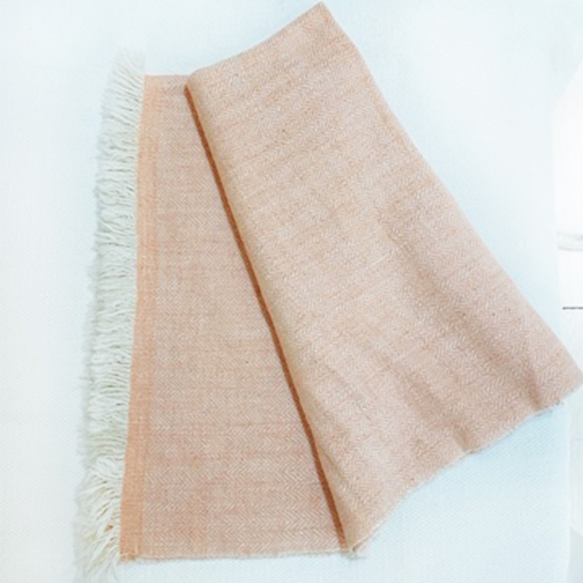 Peach Herringbone Weave Baby Cashmere Blanket (Made to Order)