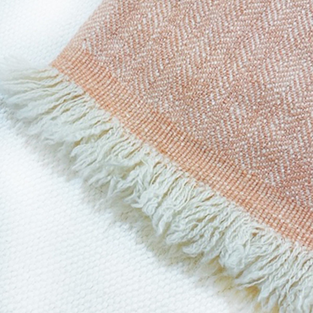 Peach Herringbone Weave Baby Cashmere Blanket (Made to Order)