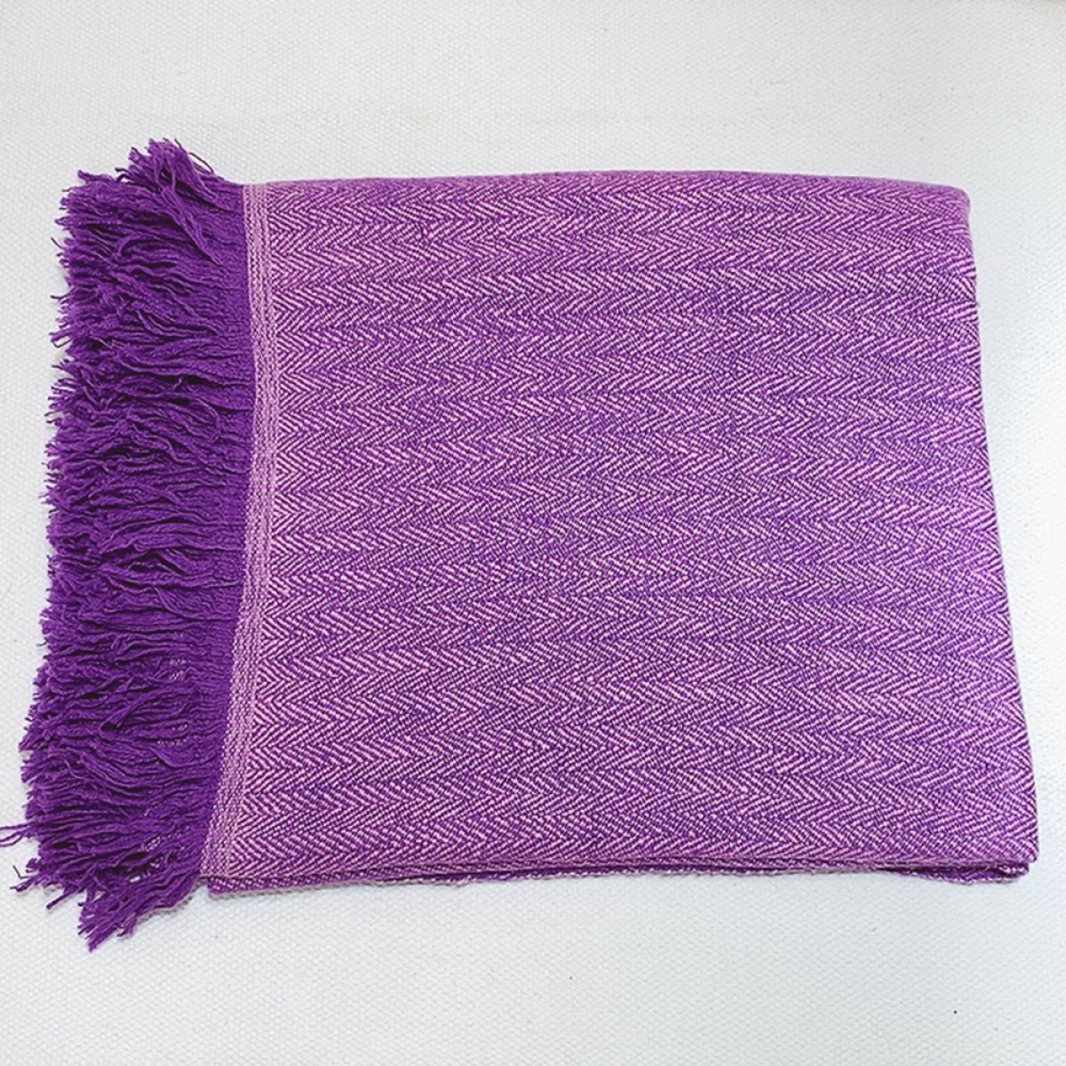 Purple Herringbone Weave Cashmere Blanket  (Made to Order)