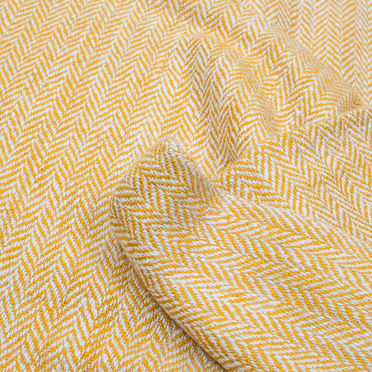 Mustard Herringbone Cashmere Blanket (Made to Order)