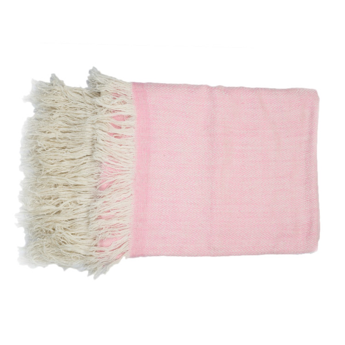 Baby Pink Herringbone Weave Cashmere Blanket
