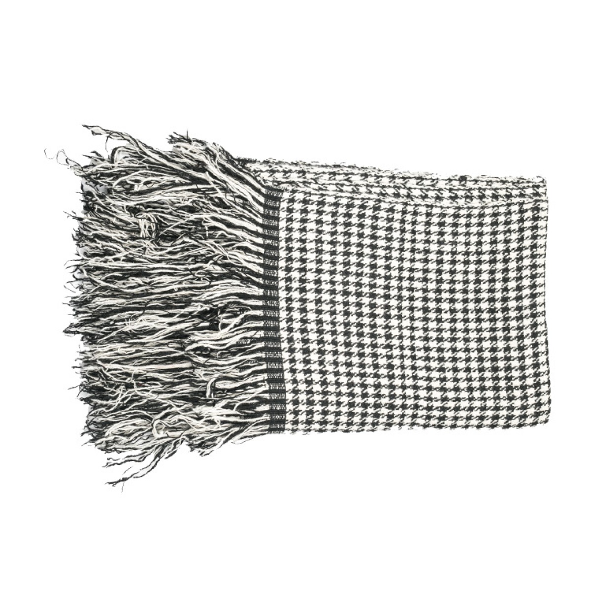 Black & White Herringbone Weave Cashmere Blanket (Made to Order)