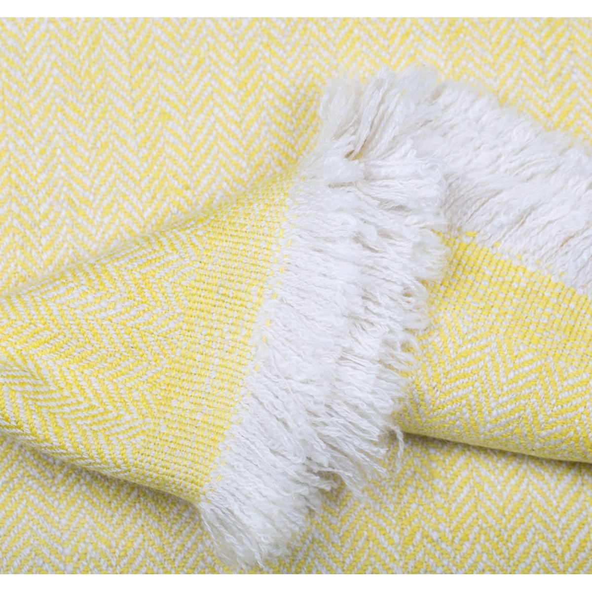 Lemon Yellow Herringbone Cashmere Blanket (Made to Order)