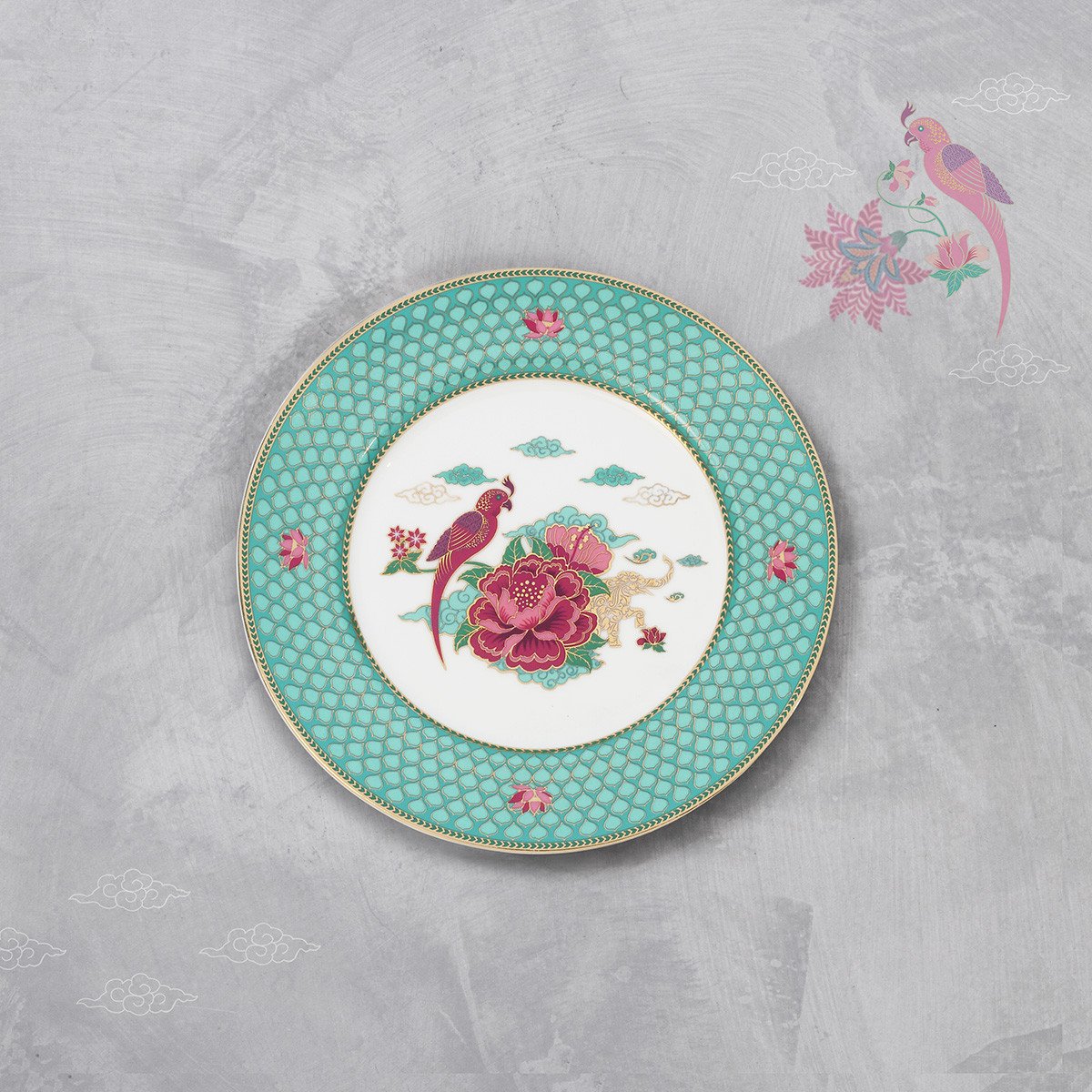Tea Plate Fine Porcelain - Parrot ( set of 4 )