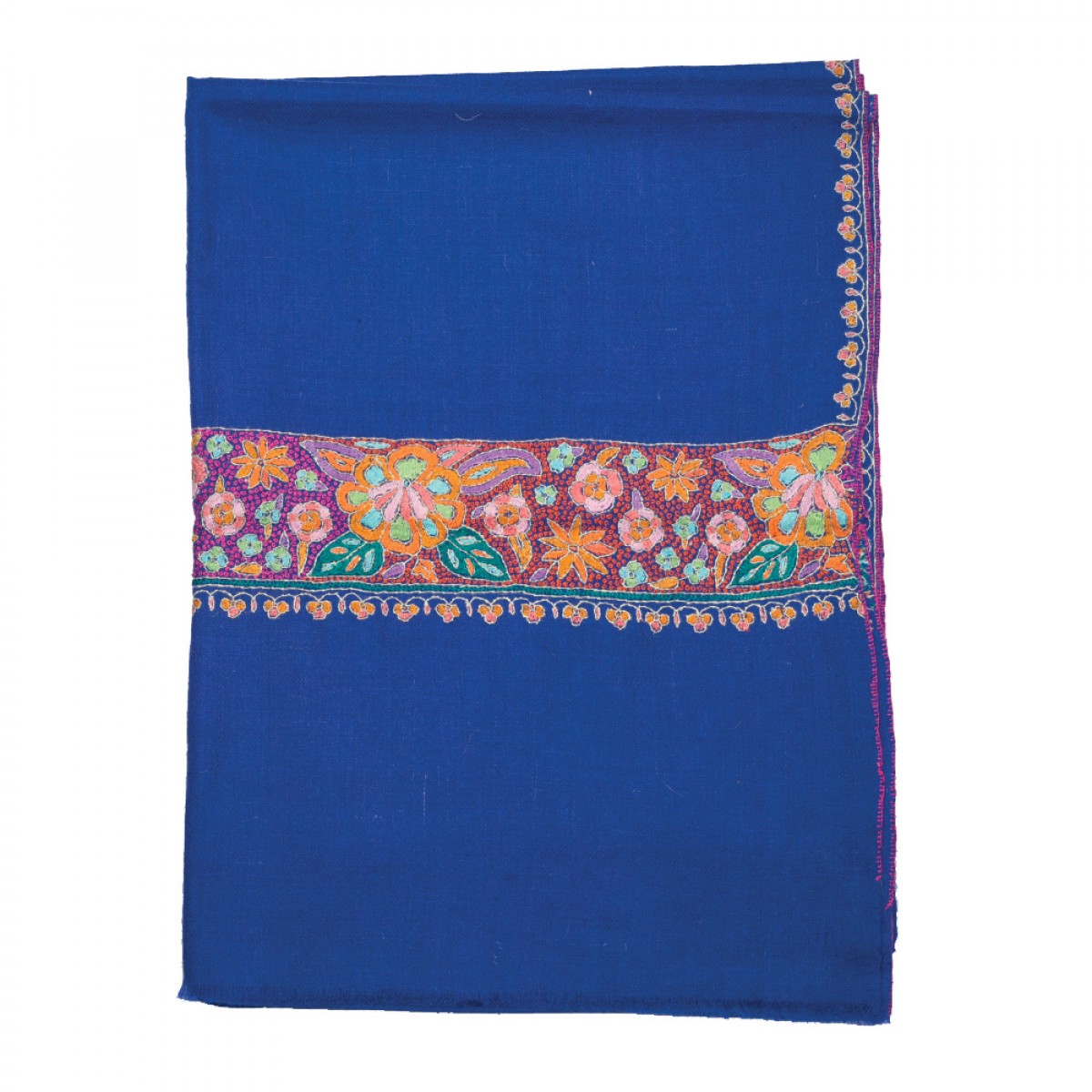Embroidered Pashmina Stole - Admiral Blue