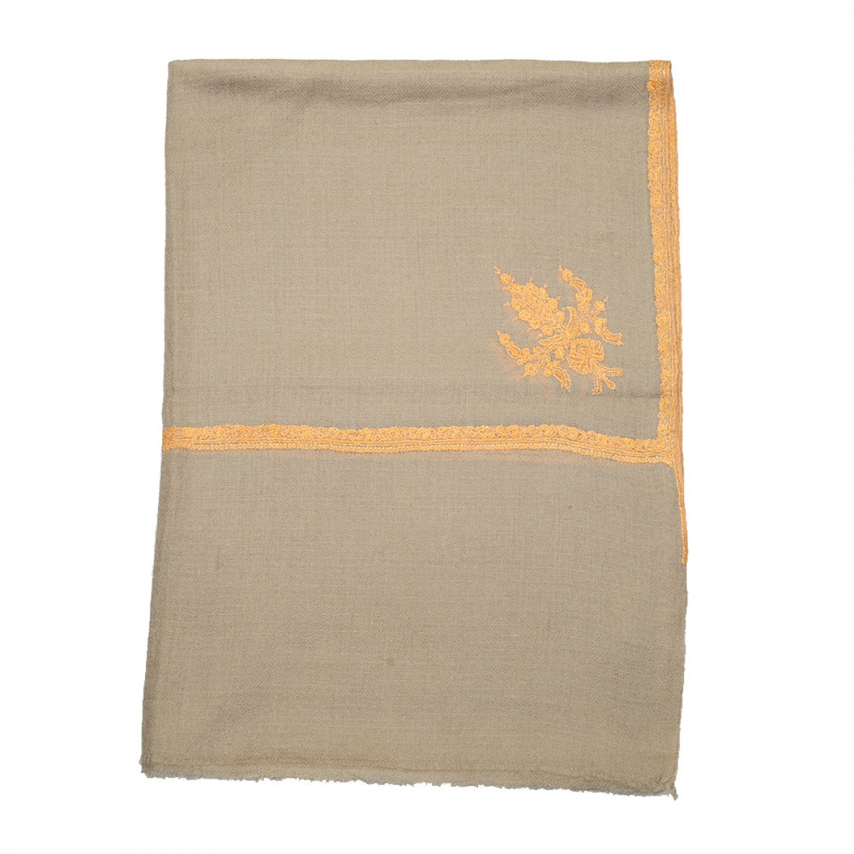 Embroidered Pashmina stole - Natural & Yellow