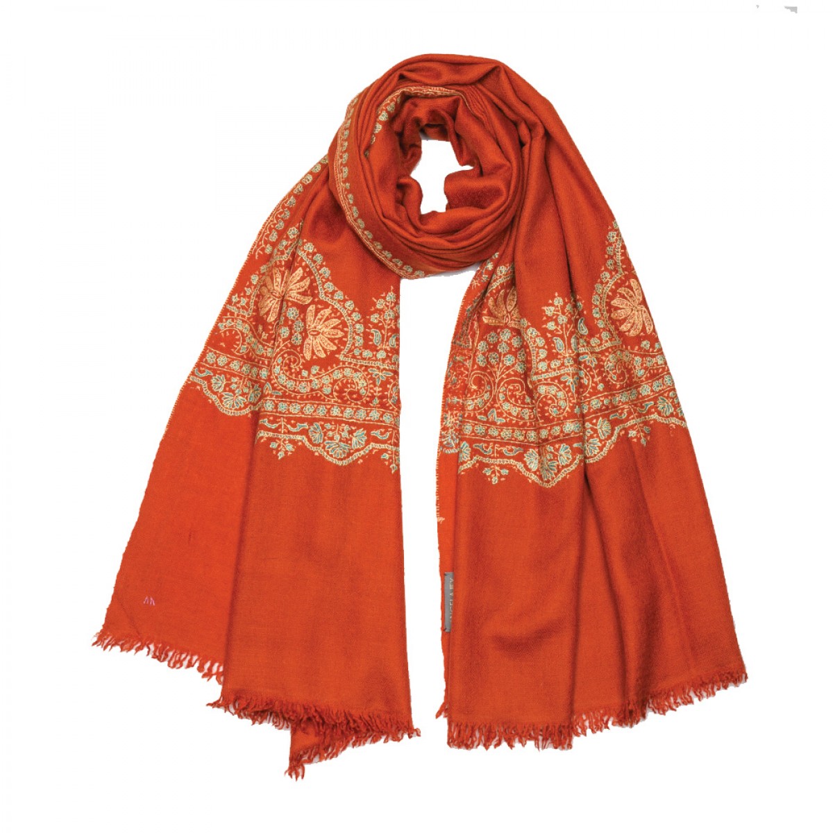 Embroidered Pashmina stole - Red