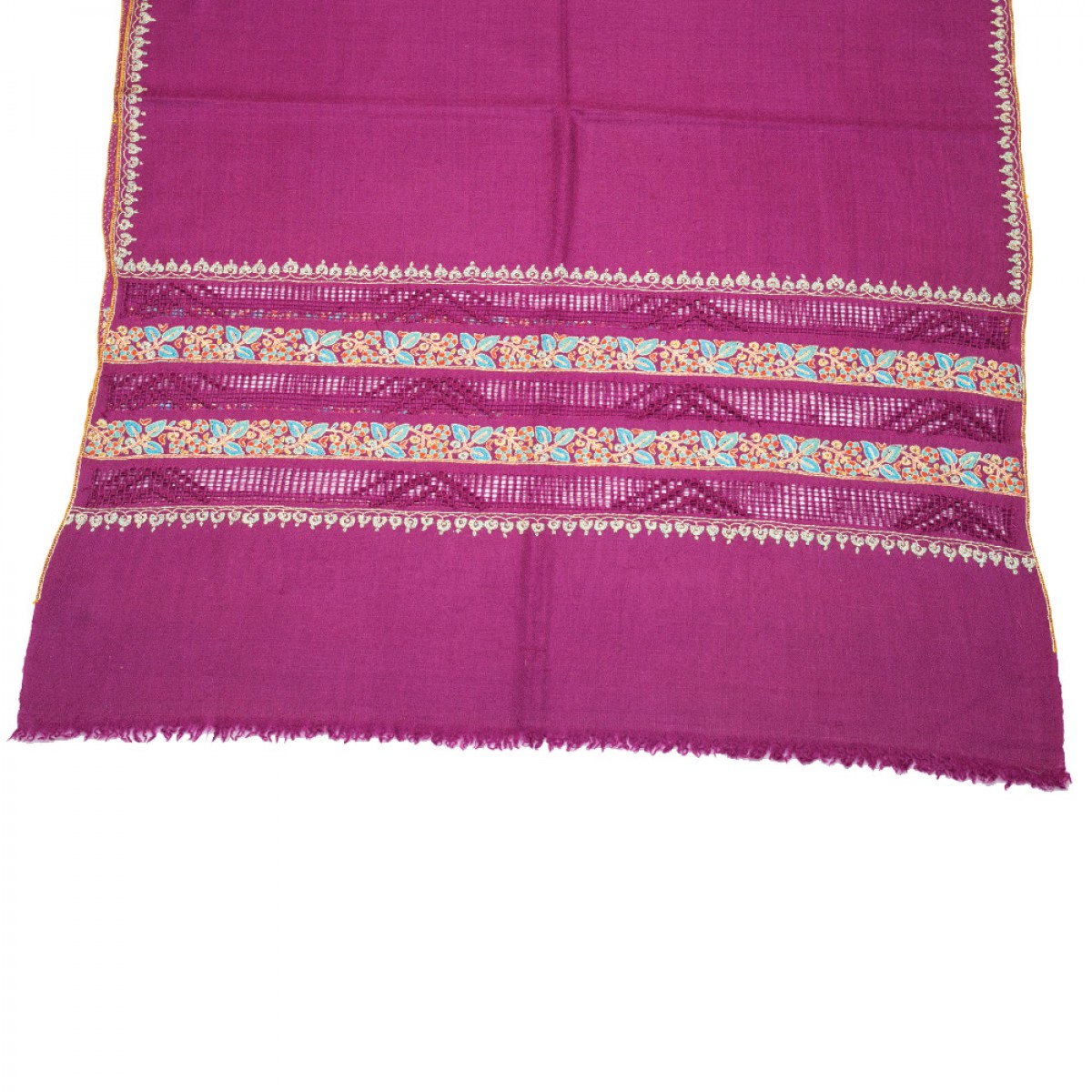 Embroidered Pashmina stole - Purple