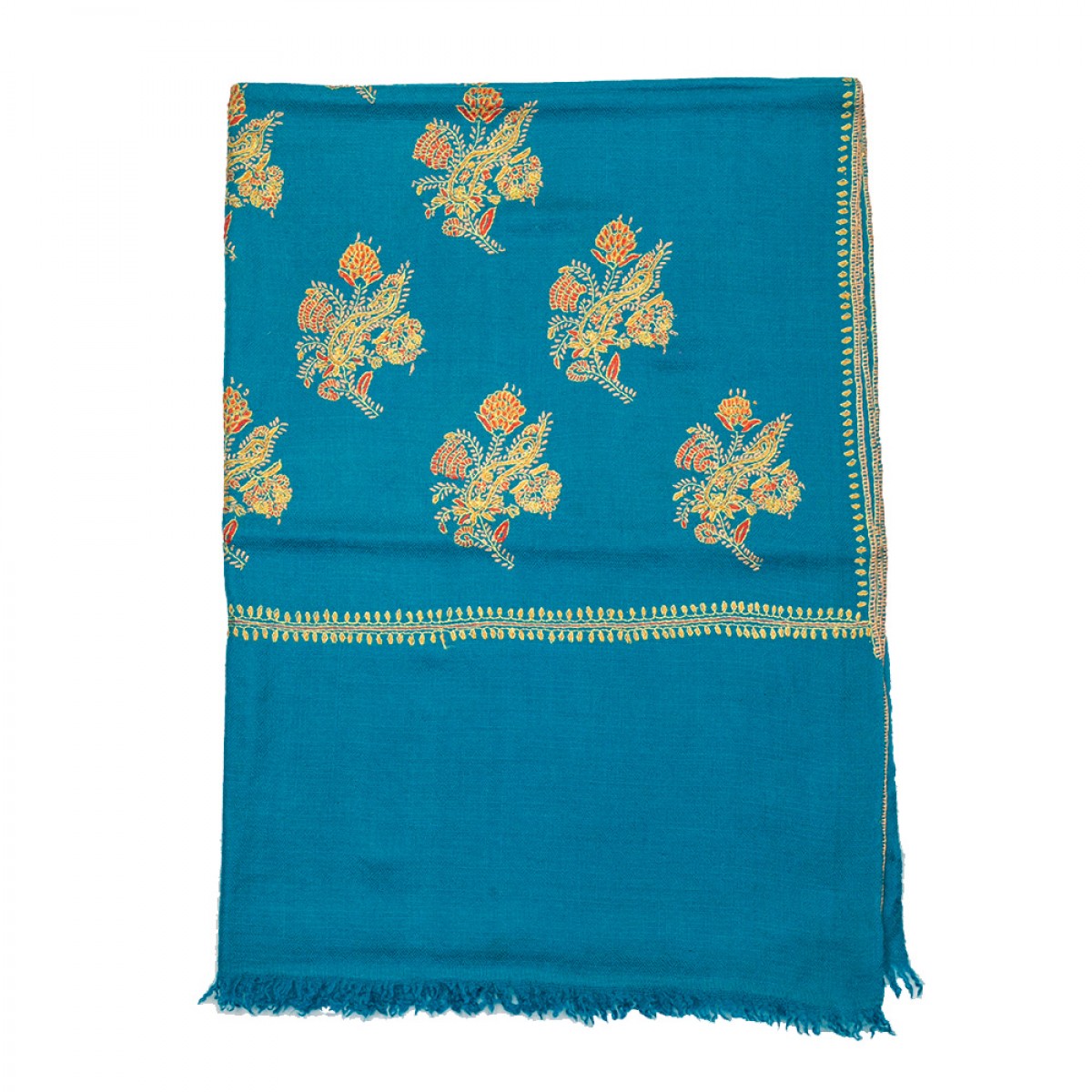 Embroidered Pashmina stole - Turquoise