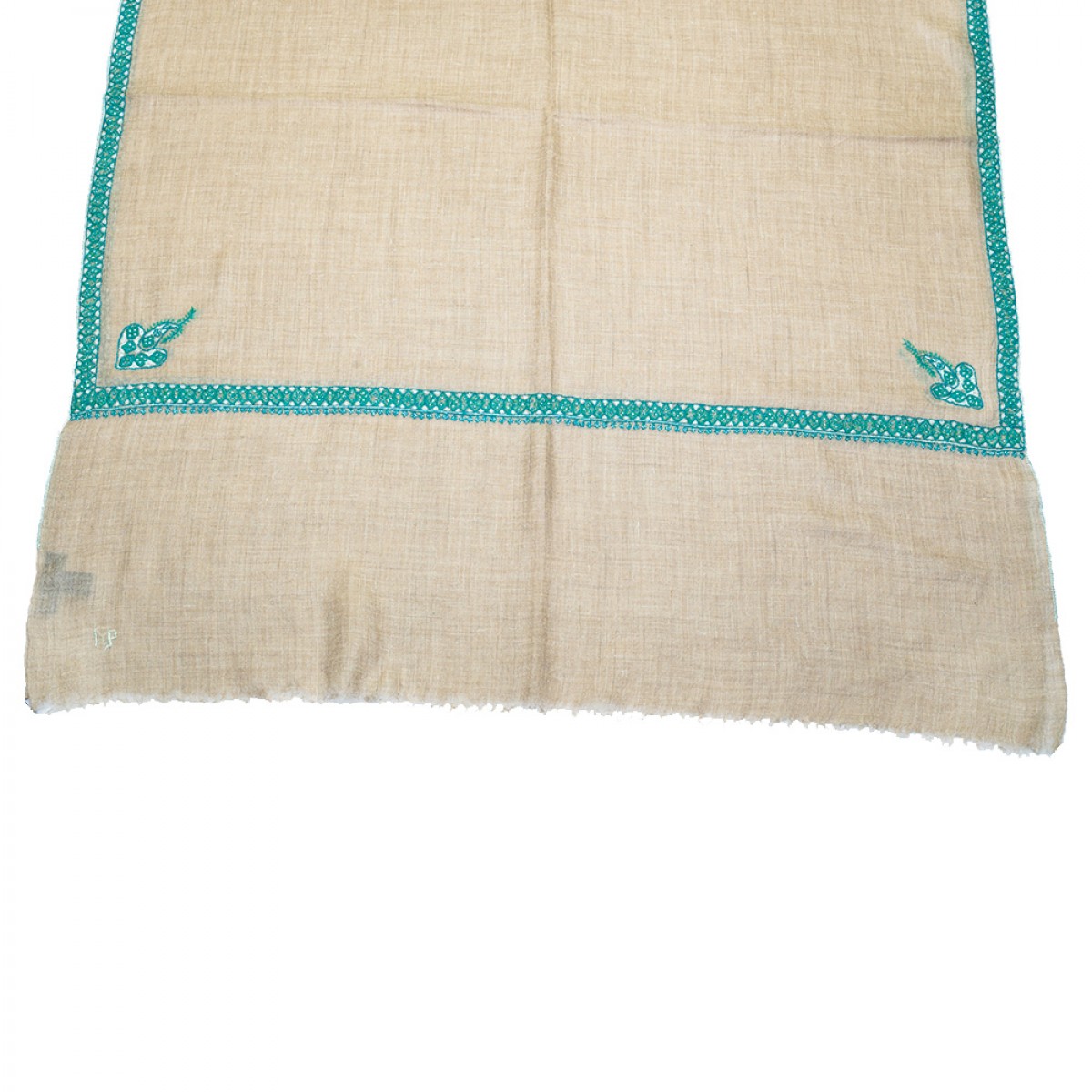 Embroidered Pashmina stole - Natural