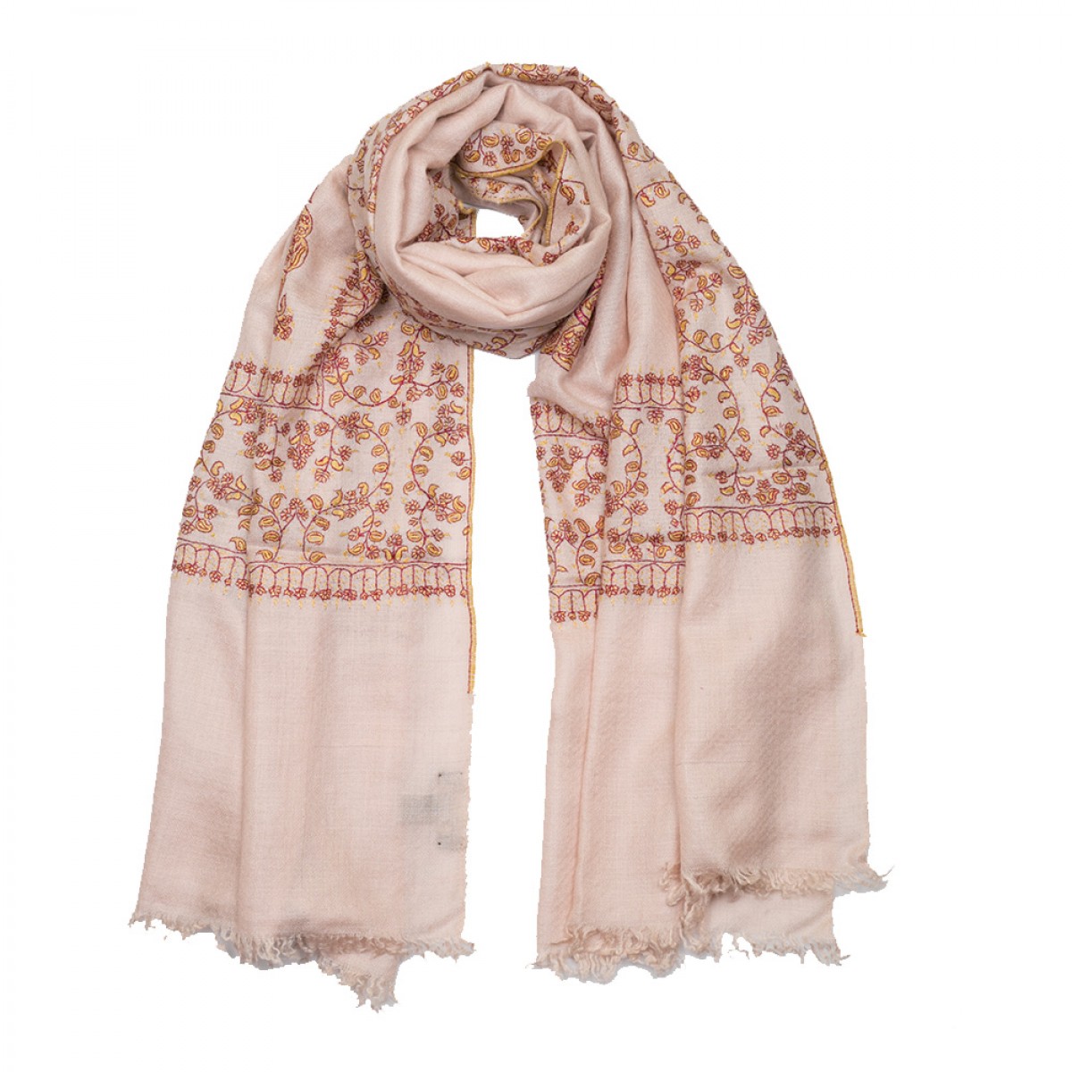 Embroidered Pashmina Stole - Baby Pink