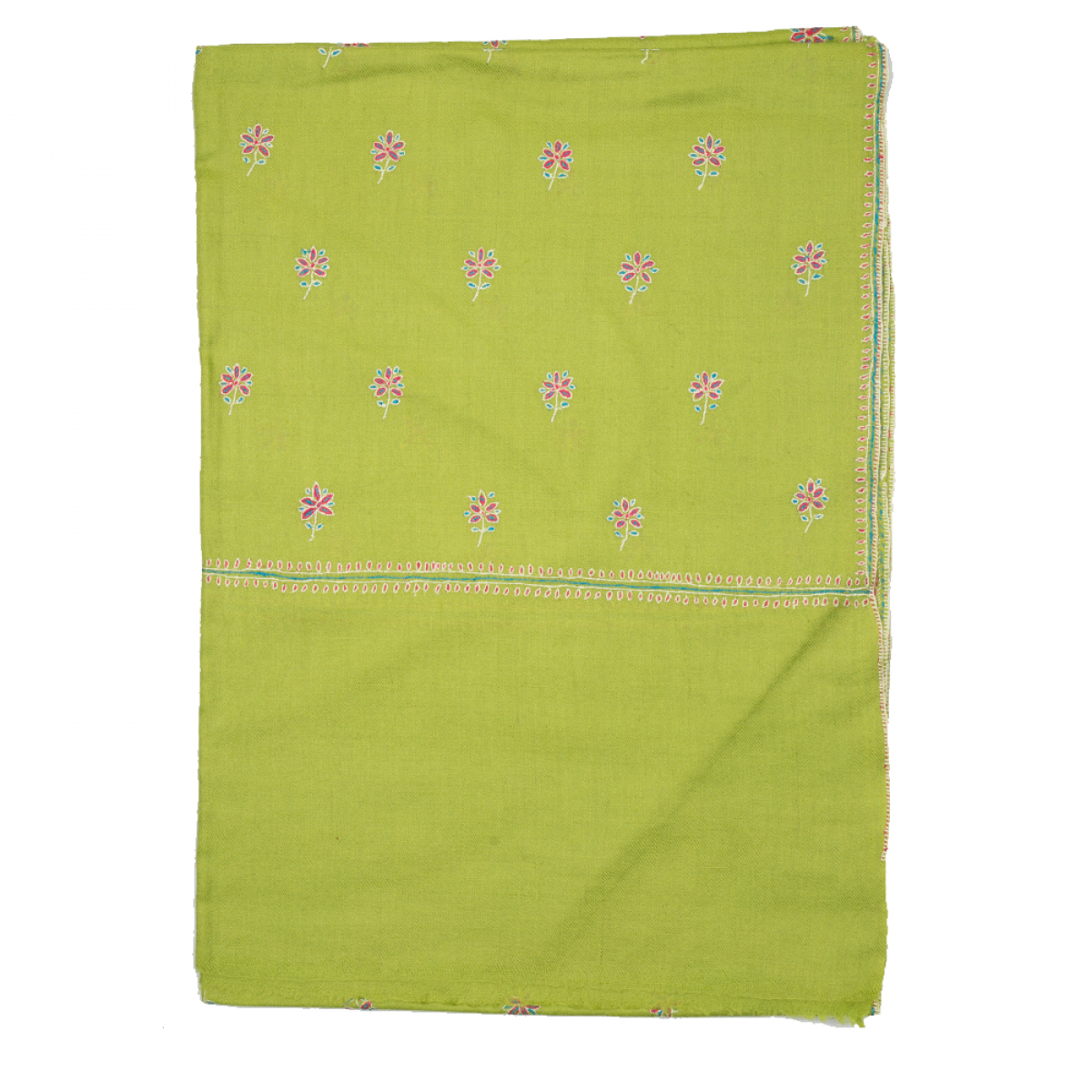 Embroidered Pashmina Stole - Lime Blue