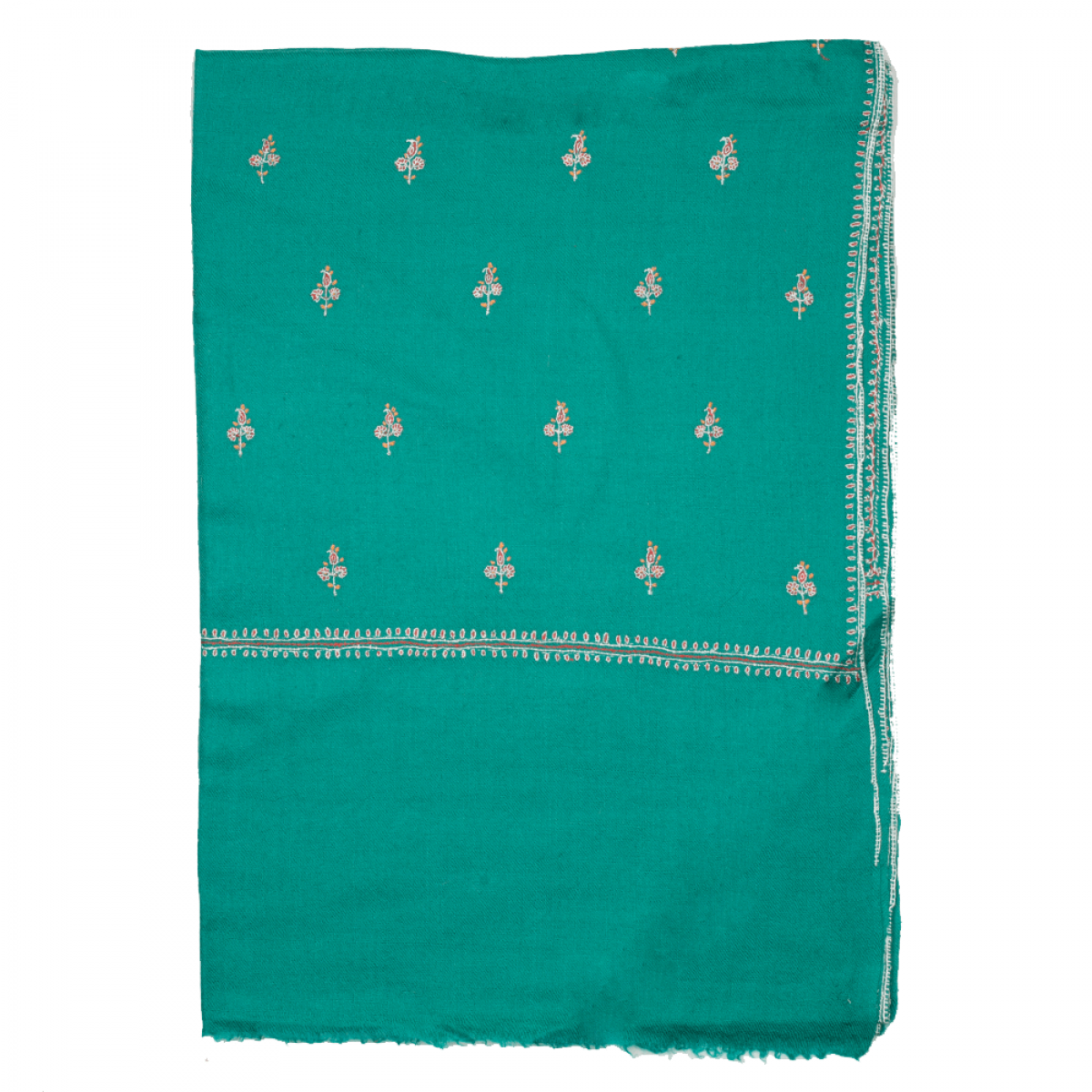 Embroidered Pashmina Stole - Teal Red
