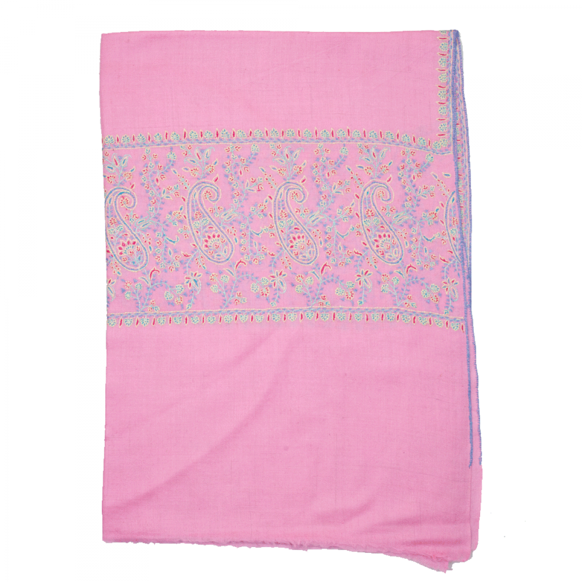 Embroidered Pashmina Stole - Barbie Pink & Blue