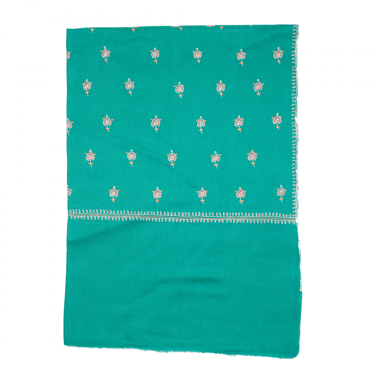 Embroidered Pashmina Stole - Teal & Red