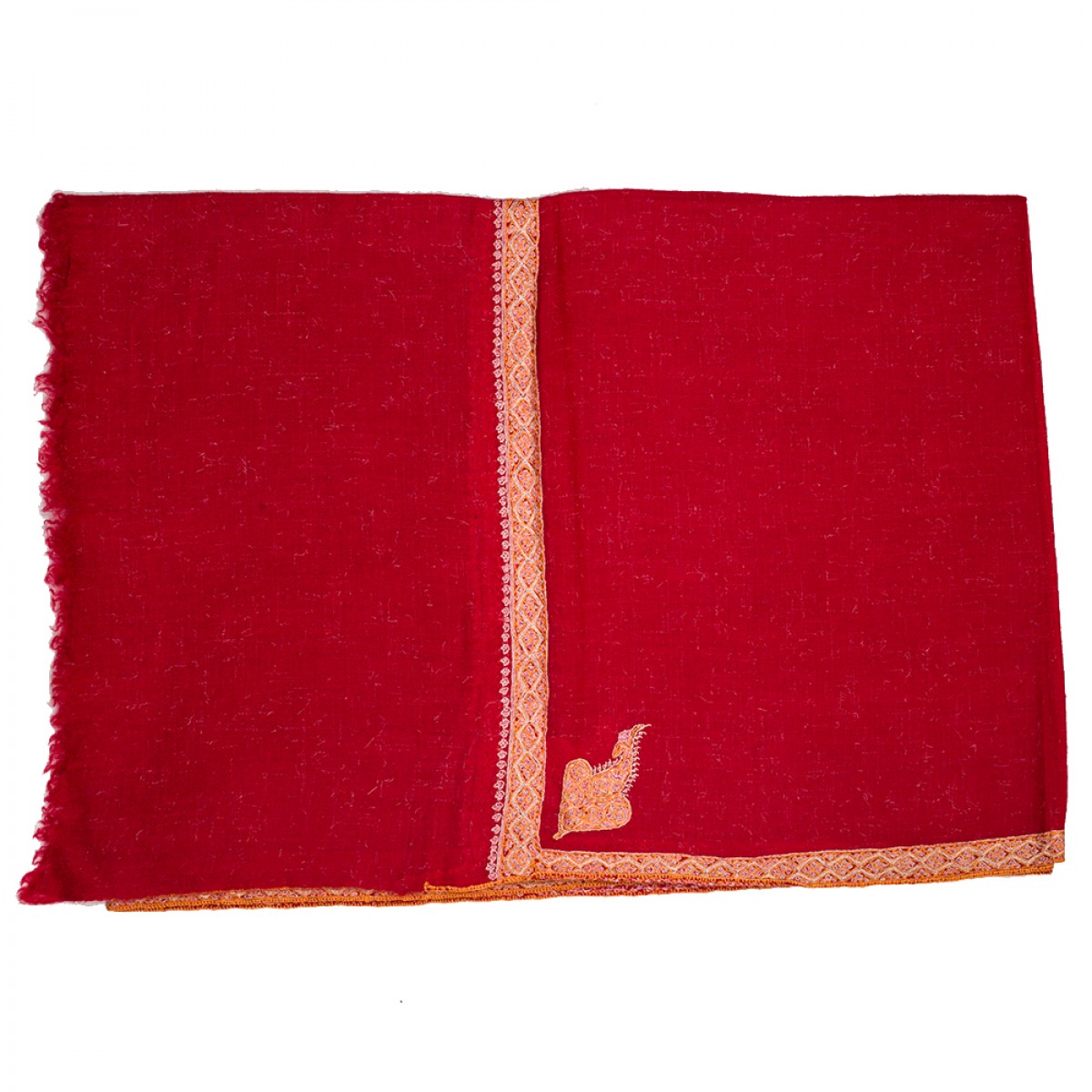 Hand Embroidered Cashmere Pashmina Stole - Torri Red