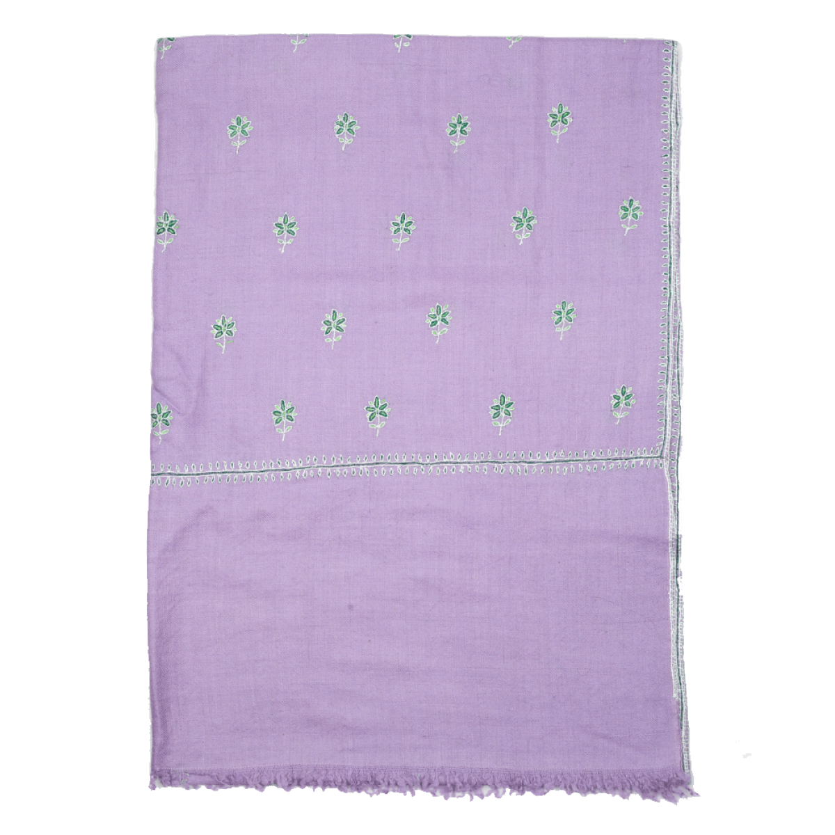 Embroidered Pashmina Stole - Purple & Green
