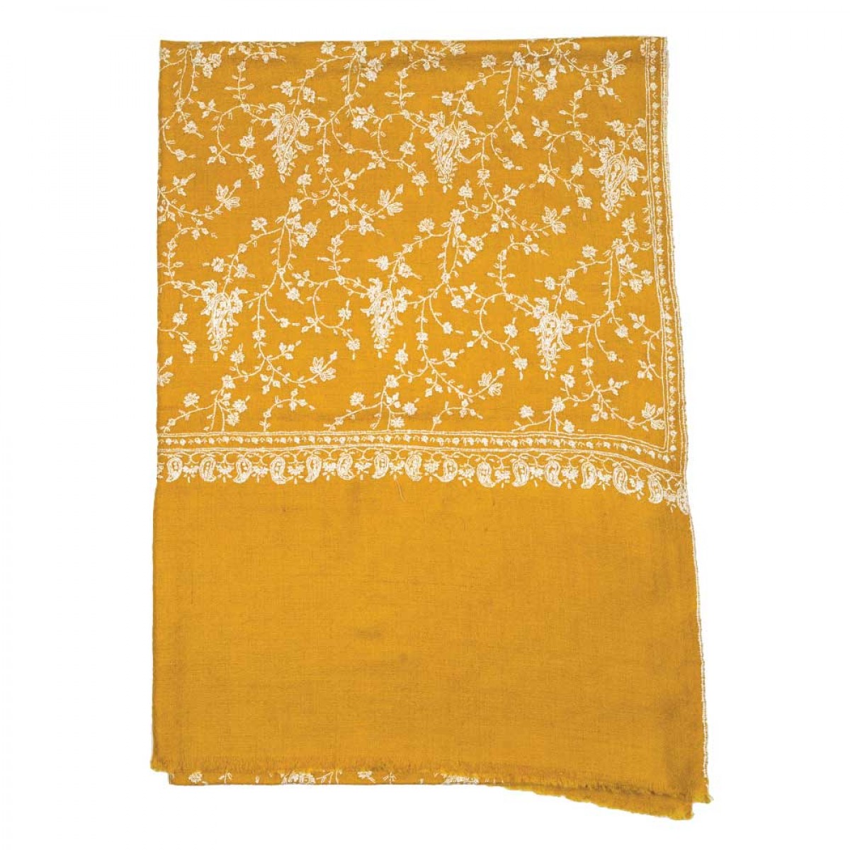 Embroidered Pashmina Stole - Yellow All Over