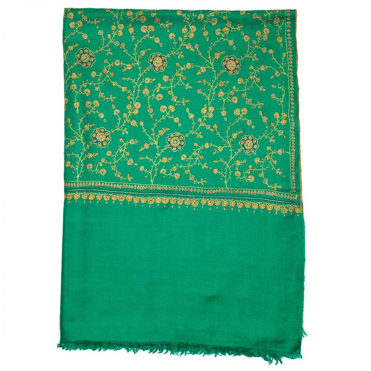 Embroidered Pashmina Stole - Green All Over
