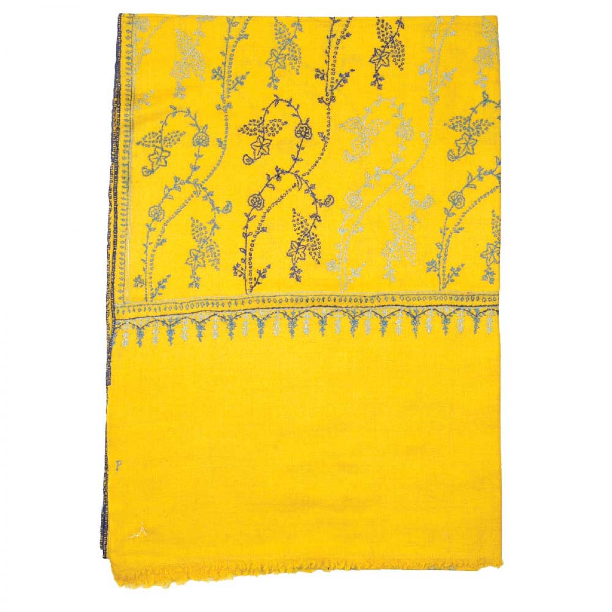 Embroidered Pashmina Stole - Mustard Yellow