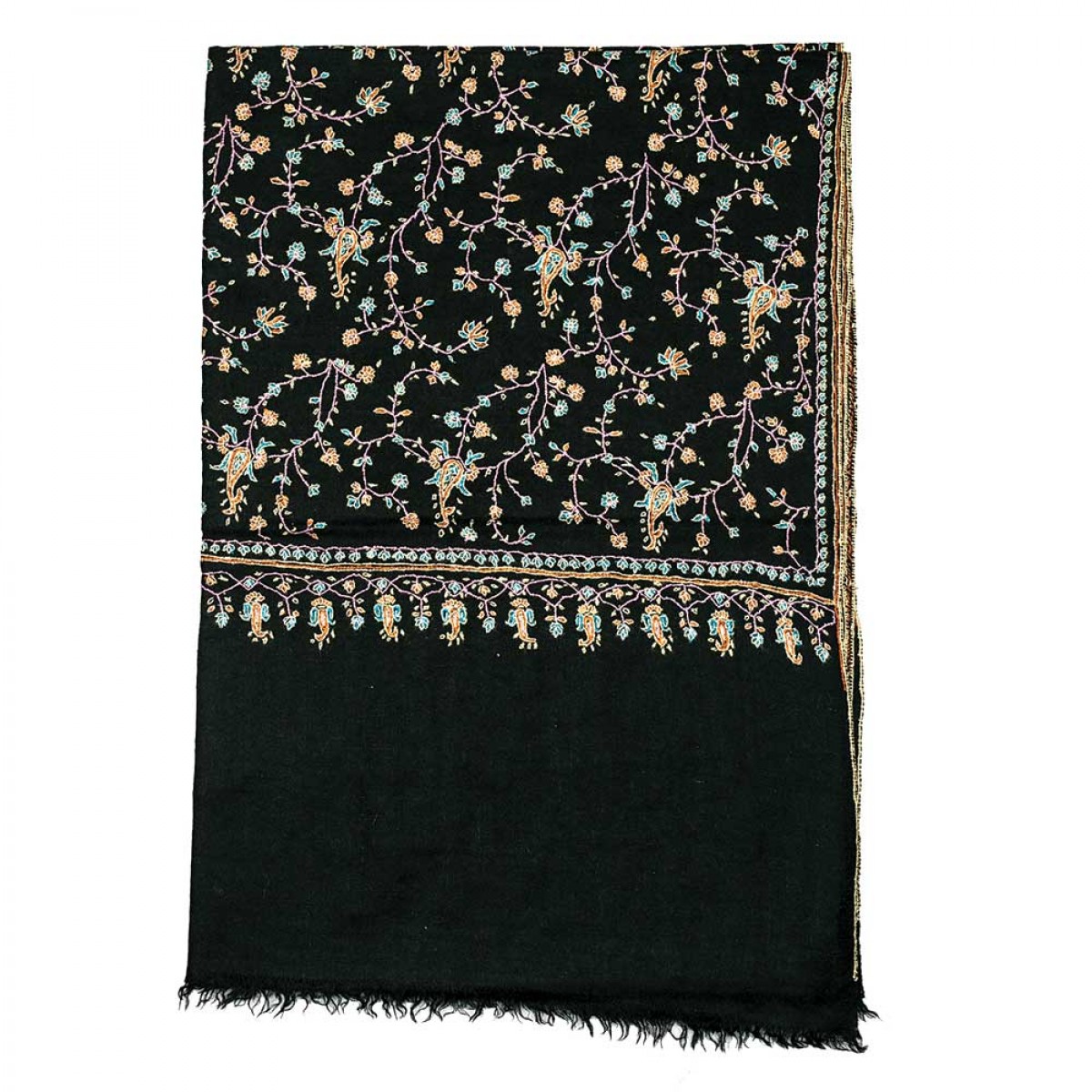 Embroidered Pashmina Stole - Black All Over