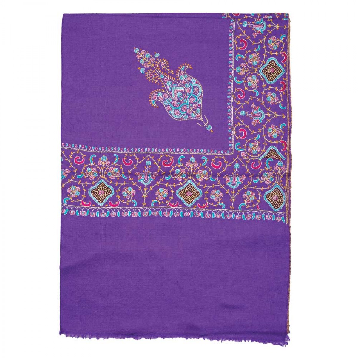 Embroidered Pashmina Stole - Purple